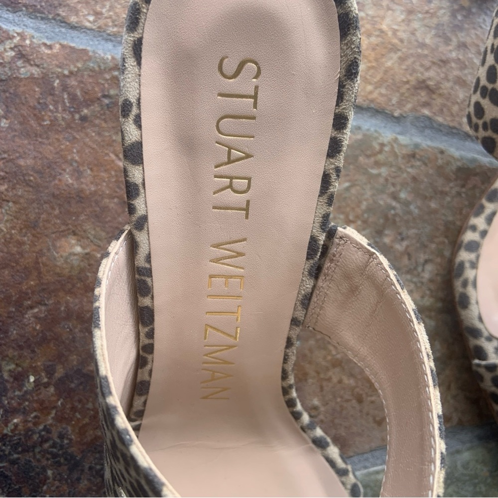 Stuart Weitzman Leopard Print Kitten Heel Sandals - Picture 10 of 14